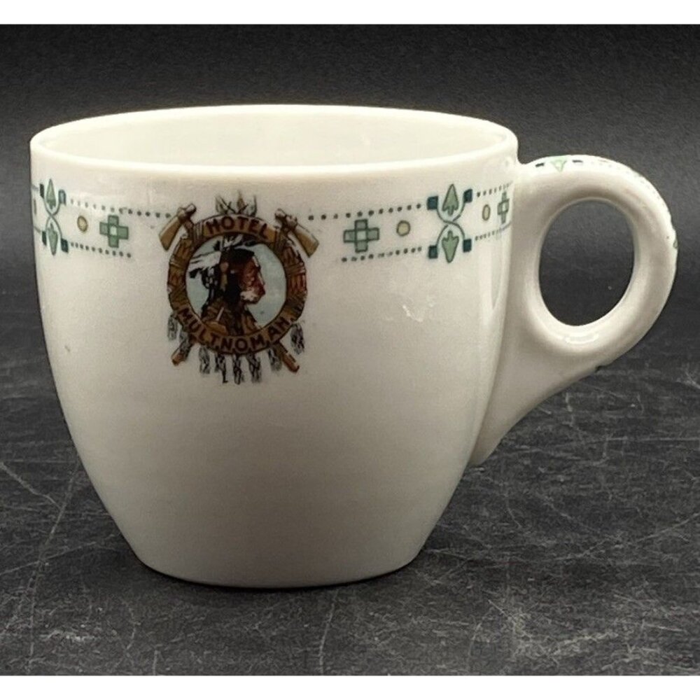 Mayer China Hotel Multnomah Demitasse Cup 1920s Restaurant Ware Indian
